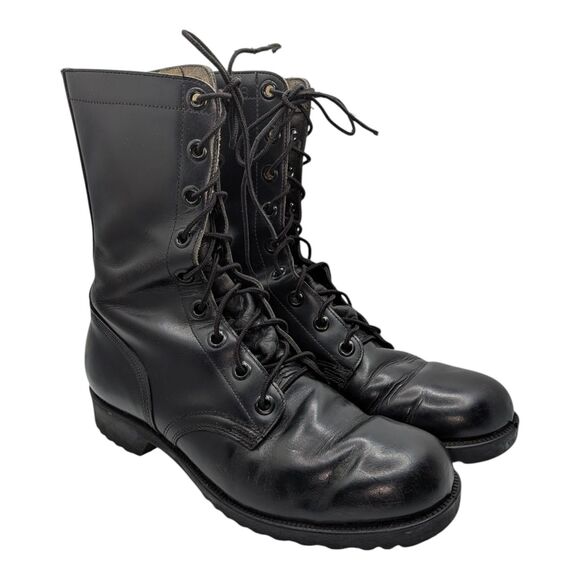 Genesco Mens 9N Black Leather Combat Vintage 1968 Military Work Boots Goth Punk main image 10
